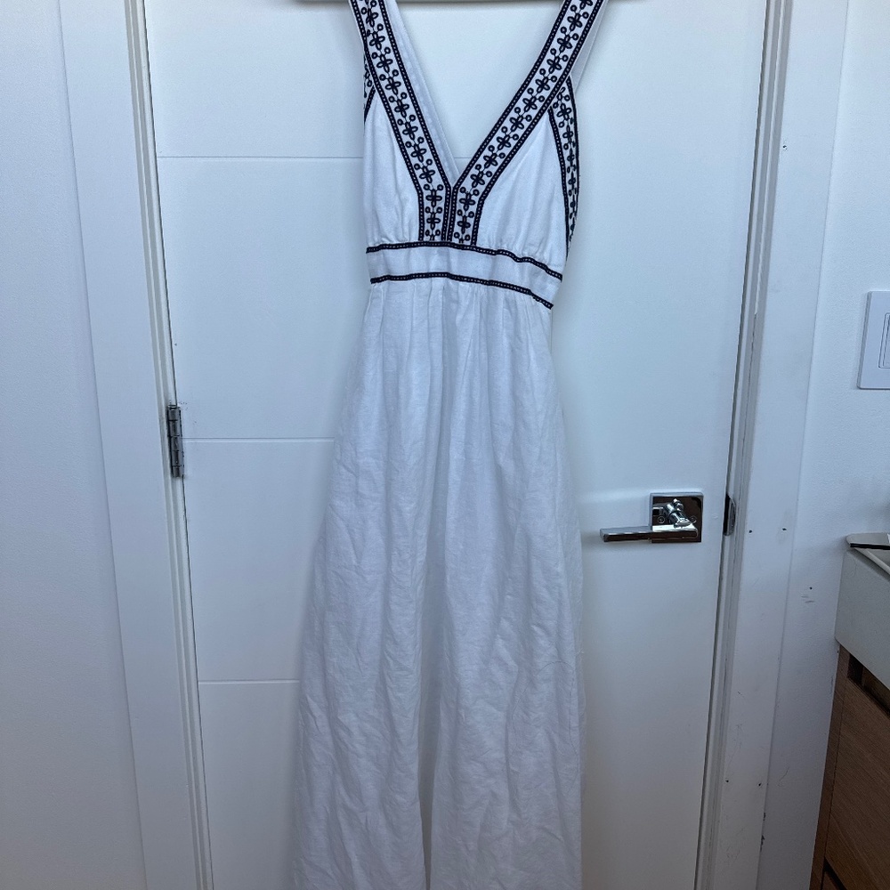 JCrew Embroidered Criss Cross Maxi Dress small